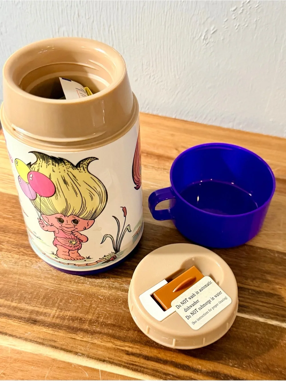 Unused Purple-Top Troll Thermos with Illustrated Troll Design - Picture 6 of 9